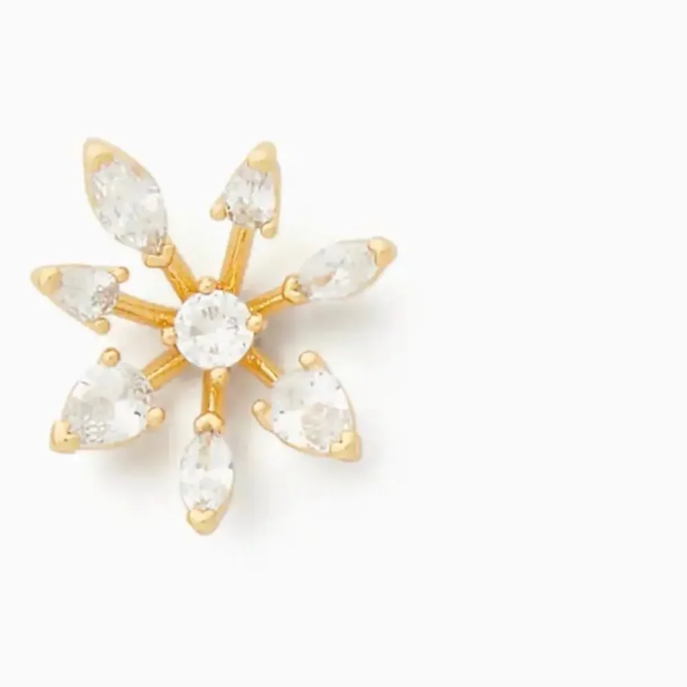 NWT KATE SPADE Snow Day Cubic Zirconia Gold Snowflake Stud Earrings - Picture 7 of 10